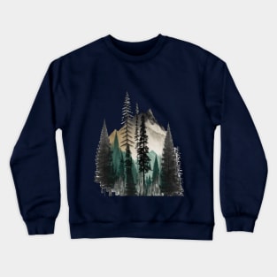 Pines Forest Mountains Minimalist Boho Chic Trees Nature Fun Crewneck Sweatshirt